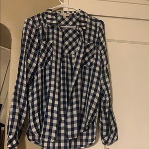 GB Navy lightweight plaid button up